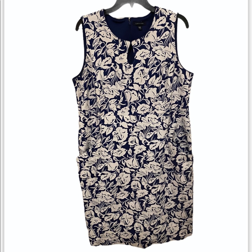 Lands End Sleeveless Floral Plus Size Dress